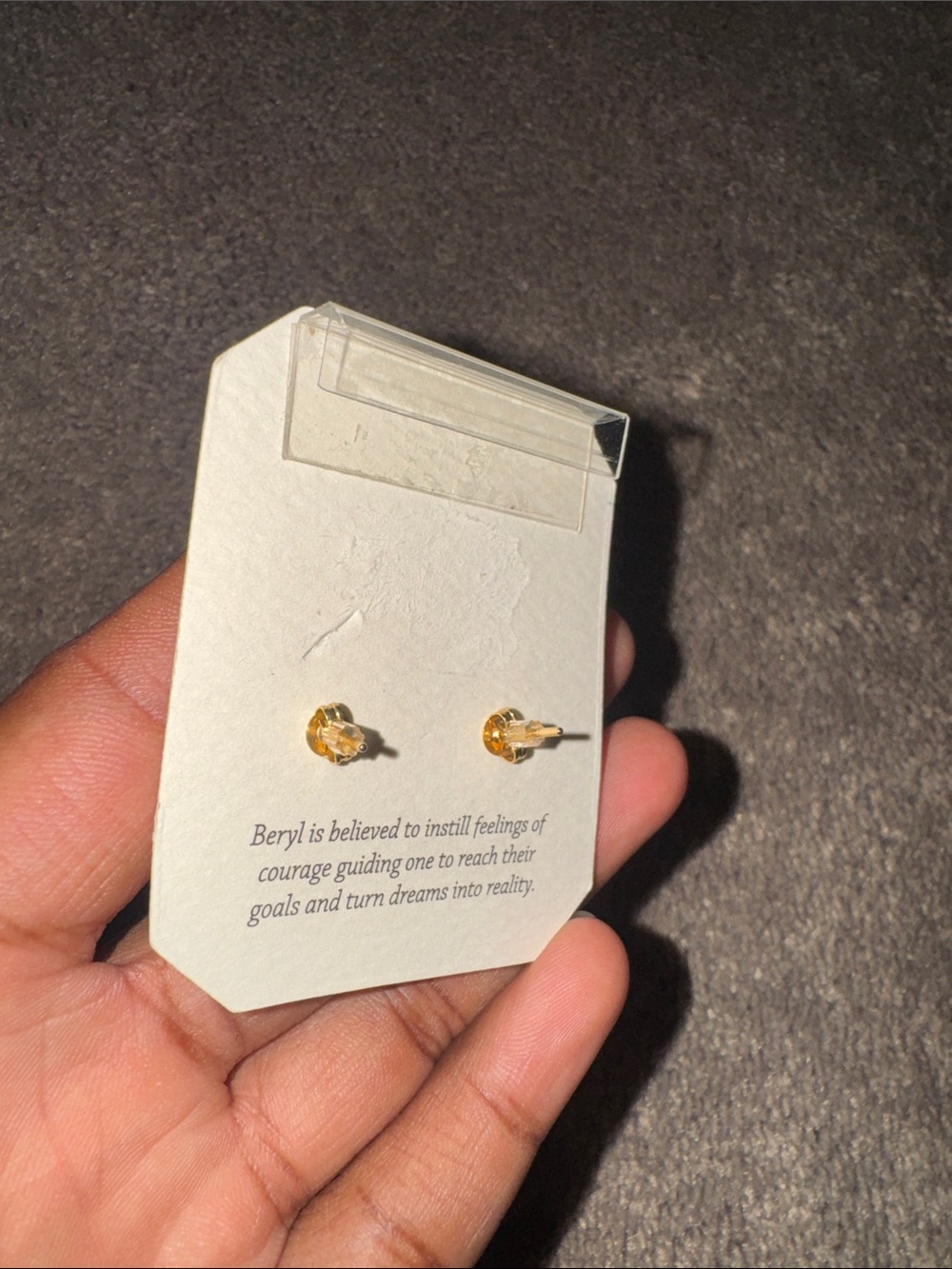 Shivam Beryl Genuine Gemstone 18K Gold Plated Stud Earrings Made In India - Picture 3 of 4